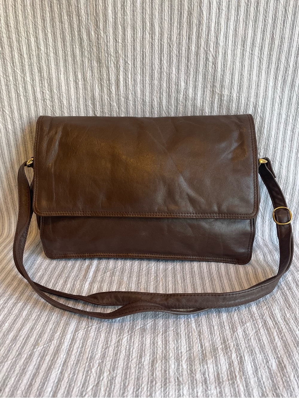 Vintage Florentine by Triad Dark Brown Leather Messenger Crossbody Bag  #791